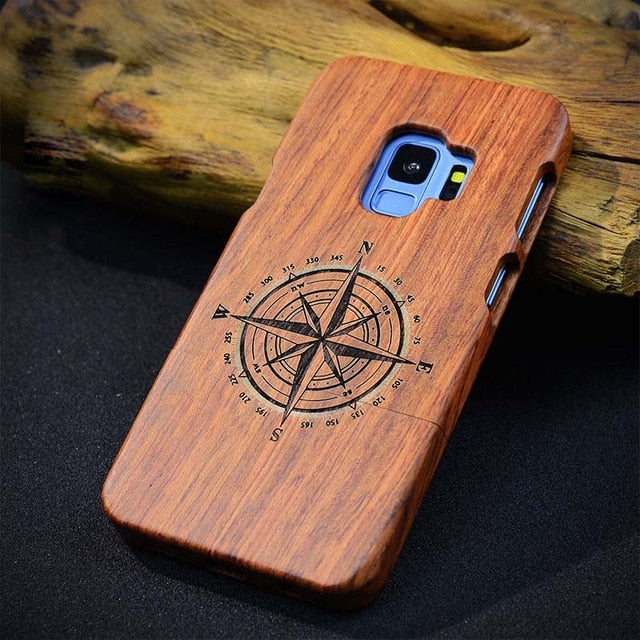 LYBALL Real Wood Phone Case for Samsung Galaxy S10+ 100% Natural Bamboo Hard Cover for S8 S9 S10 Plus S10 Lite S7 Edge Note9 8 5