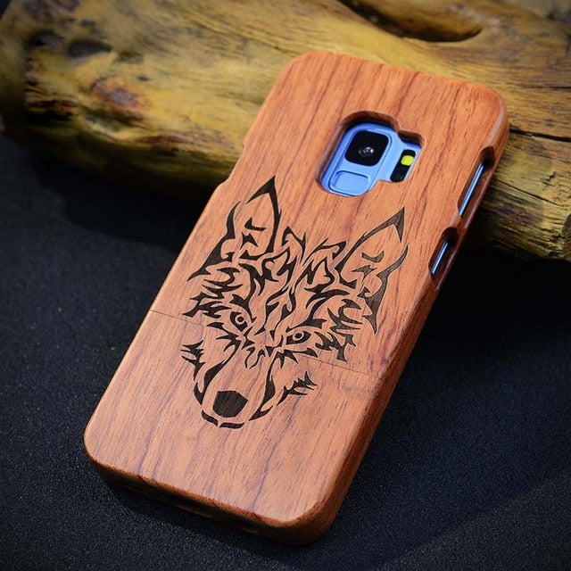 LYBALL Real Wood Phone Case for Samsung Galaxy S10+ 100% Natural Bamboo Hard Cover for S8 S9 S10 Plus S10 Lite S7 Edge Note9 8 5