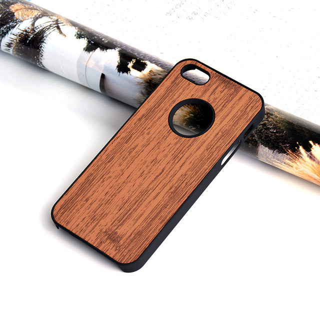 Case for iphone 5 5s se funda wood Bamboo pattern leather skin hard plastic classical Vintage phone cover for iphone 5s cases