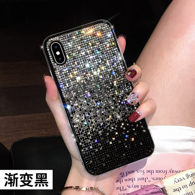 Luxury Gradual Change Fully-jewelled Shiny Diamond Phone Case For iPhone 11 Pro Max X Xr Xs Max Case For iPhone 6 7 8 Plus Cover