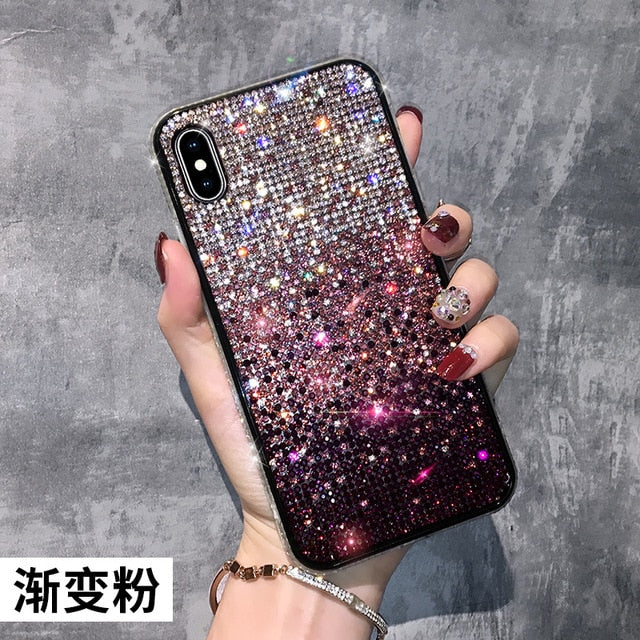 Luxury Gradual Change Fully-jewelled Shiny Diamond Phone Case For iPhone 11 Pro Max X Xr Xs Max Case For iPhone 6 7 8 Plus Cover
