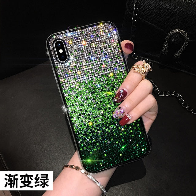 Luxury Gradual Change Fully-jewelled Shiny Diamond Phone Case For iPhone 11 Pro Max X Xr Xs Max Case For iPhone 6 7 8 Plus Cover
