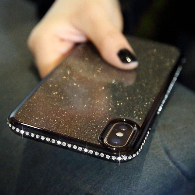 Rhinestone Glitter Phone Case for iphone 11 XS MAX XR X 7 8 Plus 6 6s Soft Silicone TPU Diamond Sexy Girl Protector Back Cover