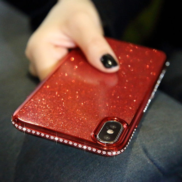 Rhinestone Glitter Phone Case for iphone 11 XS MAX XR X 7 8 Plus 6 6s Soft Silicone TPU Diamond Sexy Girl Protector Back Cover