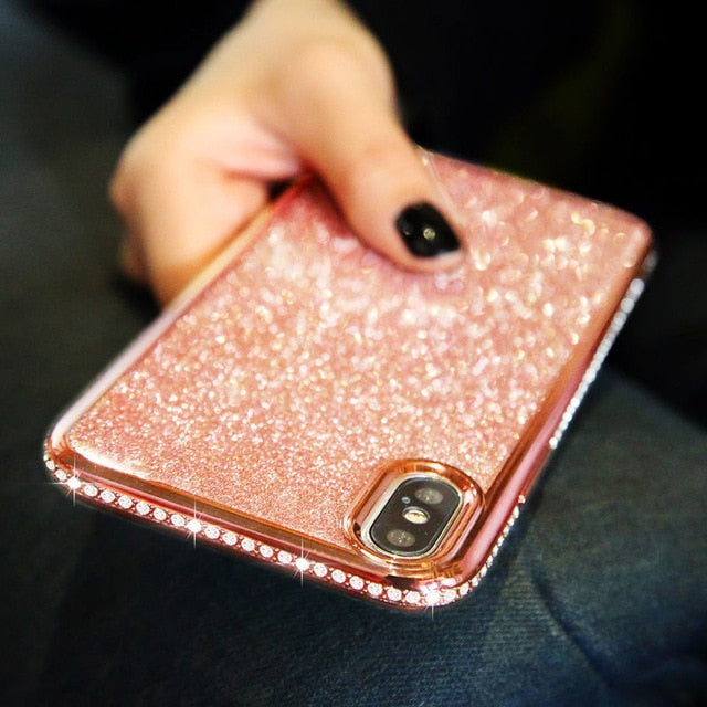 Rhinestone Glitter Phone Case for iphone 11 XS MAX XR X 7 8 Plus 6 6s Soft Silicone TPU Diamond Sexy Girl Protector Back Cover
