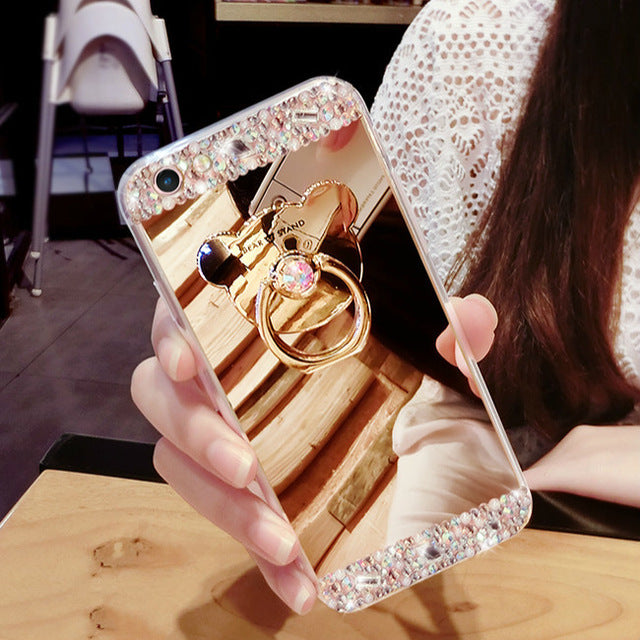 Crystal Phone Case For iPhone 11 Pro Max Diamond Luxury Cover For iPhone 7 8 6 6s Plus Rhinestone Mirror For iPhone XS XR Xs Max