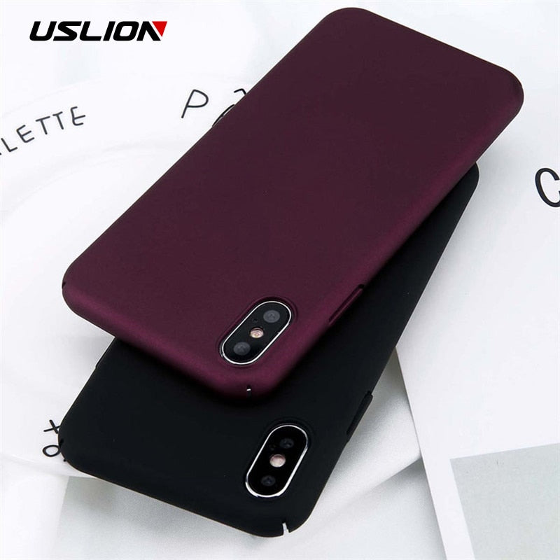 USLION For iPhone 11 Pro Max X Xs Max XR 8 7 Plain Phone Case Frosted Hard PC Back Cover For iPhone 8 7 6 6S Plus 5 5S SE Cases