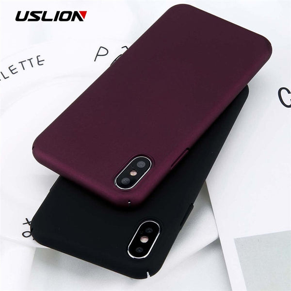 USLION For iPhone 11 Pro Max X Xs Max XR 8 7 Plain Phone Case Frosted Hard PC Back Cover For iPhone 8 7 6 6S Plus 5 5S SE Cases