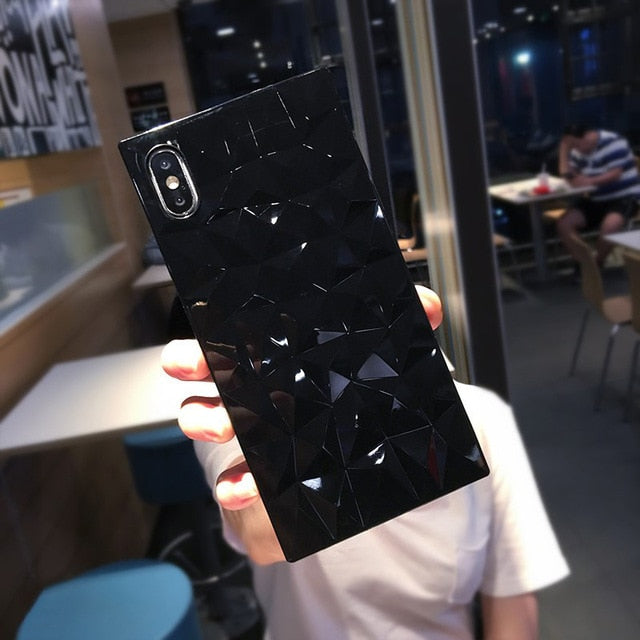 N1986N For iPhone 6 6s 7 8 Plus X XR XS Max Phone Case Fashion Diamond Texture Square Design Clear Soft TPU Fundas For iPhone X