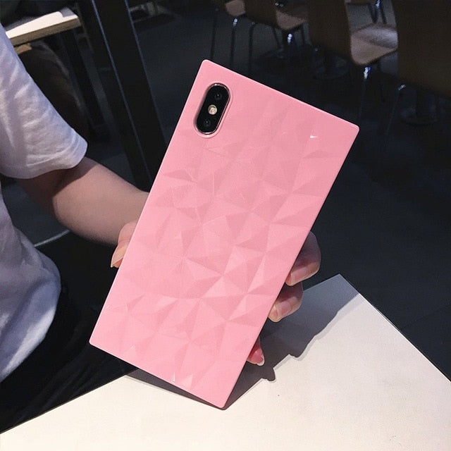 N1986N For iPhone 6 6s 7 8 Plus X XR XS Max Phone Case Fashion Diamond Texture Square Design Clear Soft TPU Fundas For iPhone X