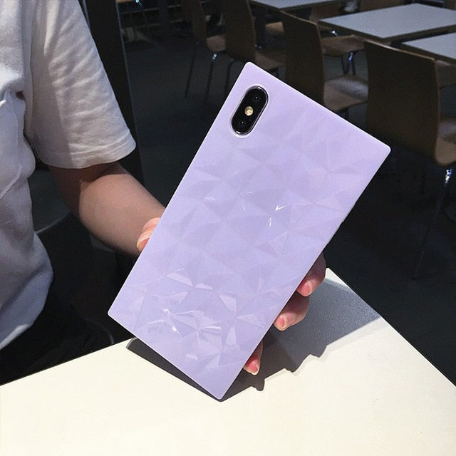 N1986N For iPhone 6 6s 7 8 Plus X XR XS Max Phone Case Fashion Diamond Texture Square Design Clear Soft TPU Fundas For iPhone X