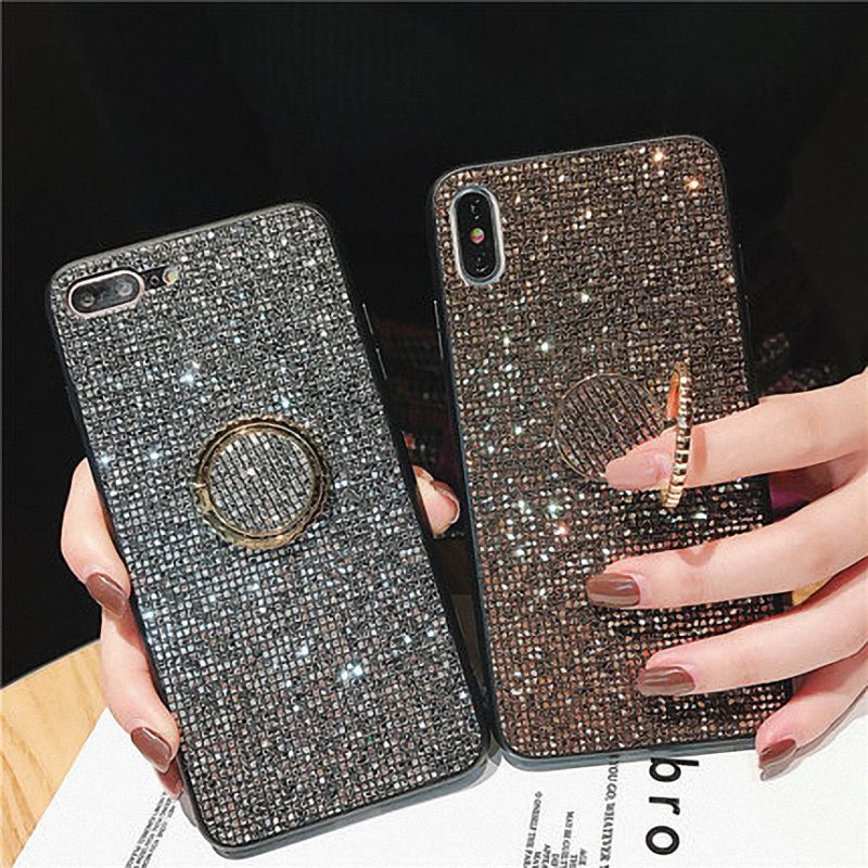For Huawei P20 Pro Lite Case Mate 20 Pro Honor 10 Lite 8X P30 Pro Cases Luxury Glitter Diamond Gold Girl PC Silicone Ring Holder