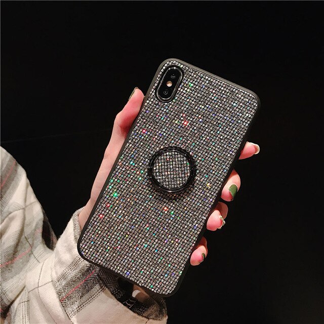 For Huawei P20 Pro Lite Case Mate 20 Pro Honor 10 Lite 8X P30 Pro Cases Luxury Glitter Diamond Gold Girl PC Silicone Ring Holder