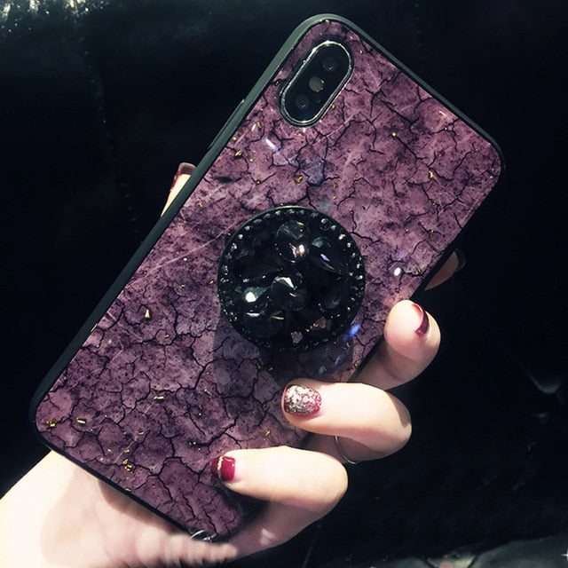 Bling Clear Phone Case For iphone 11 Pro Max X 8 7 6 6S Plus XR XS MAX Thin Slim Transparent Diamond Stand Holder Cases