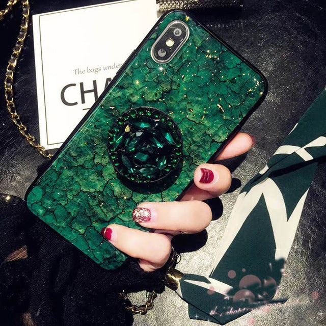 Bling Clear Phone Case For iphone 11 Pro Max X 8 7 6 6S Plus XR XS MAX Thin Slim Transparent Diamond Stand Holder Cases