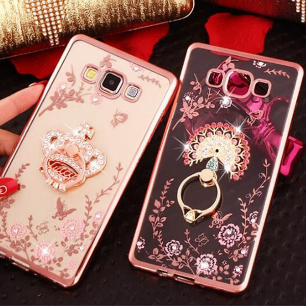 Luxury Flower Soft TPU Silicone Ring Holder Phone Case For Samsung Galaxy J4 J6 Plus J1 2016 J3 J5 J7 J2 Prime Pro Grand Cover