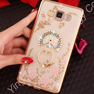 Luxury Flower Soft TPU Silicone Ring Holder Phone Case For Samsung Galaxy J4 J6 Plus J1 2016 J3 J5 J7 J2 Prime Pro Grand Cover