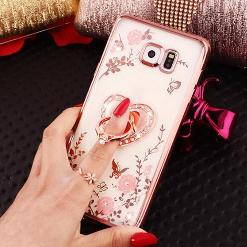 Luxury Flower Soft TPU Silicone Ring Holder Phone Case For Samsung Galaxy J4 J6 Plus J1 2016 J3 J5 J7 J2 Prime Pro Grand Cover