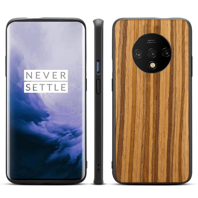 Phone Case for Oneplus 7 7T Pro Sandstone Silicon Nylon Wood Bamboo Bumper Cover Cases for One plus 7 Pro Oneplus 7t