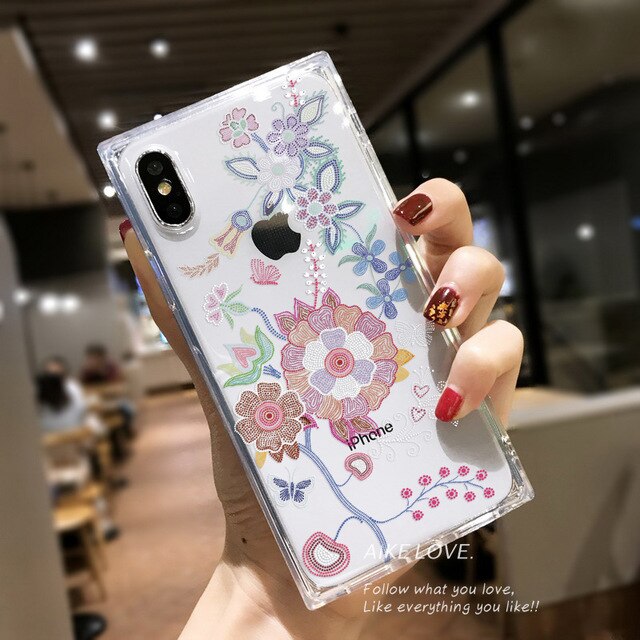 For Iphone 11 Pro Bling Square Glitter Clear Phone Case for Iphone X XS Max XR  8 7 Pluse 6 6S Case Clear Soft TPU Back Cover