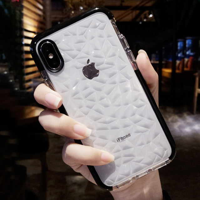 2020 Shockproof Transparent Diamond Texture Phone Case for iPhone 11 Pro Max XR XS Max 10 8 7 6s Plus Silicone Cover accessories