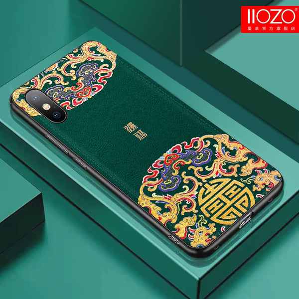 Phone Cases for iPhone11 pro max 8 7 6 6s Plus X Xs Max XR Cover Leather Skin Soft Silicone Traditional Auspicious texture Case