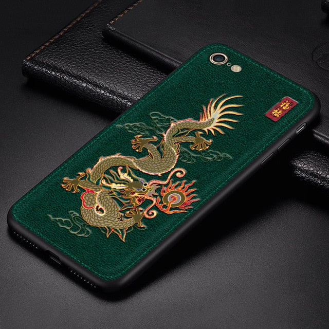 Phone Cases for iPhone11 pro max 8 7 6 6s Plus X Xs Max XR Cover Leather Skin Soft Silicone Traditional Auspicious texture Case