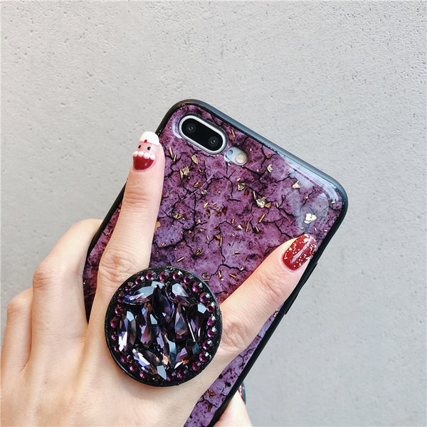 Luxury Diamond Marble Glitter silicon phone case for Samsung Galaxy S9 S8 S9 Plus S7 edge holder ring Cover For Samsung Note 8 9