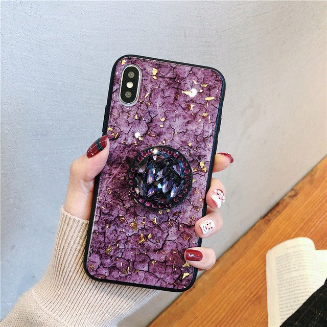 Luxury Diamond Marble Glitter silicon phone case for Samsung Galaxy S9 S8 S9 Plus S7 edge holder ring Cover For Samsung Note 8 9
