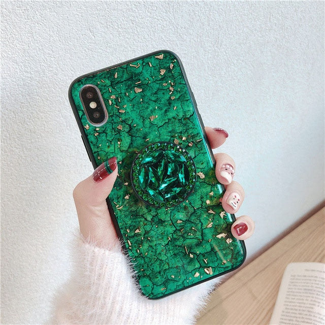 Luxury Diamond Marble Glitter silicon phone case for Samsung Galaxy S9 S8 S9 Plus S7 edge holder ring Cover For Samsung Note 8 9