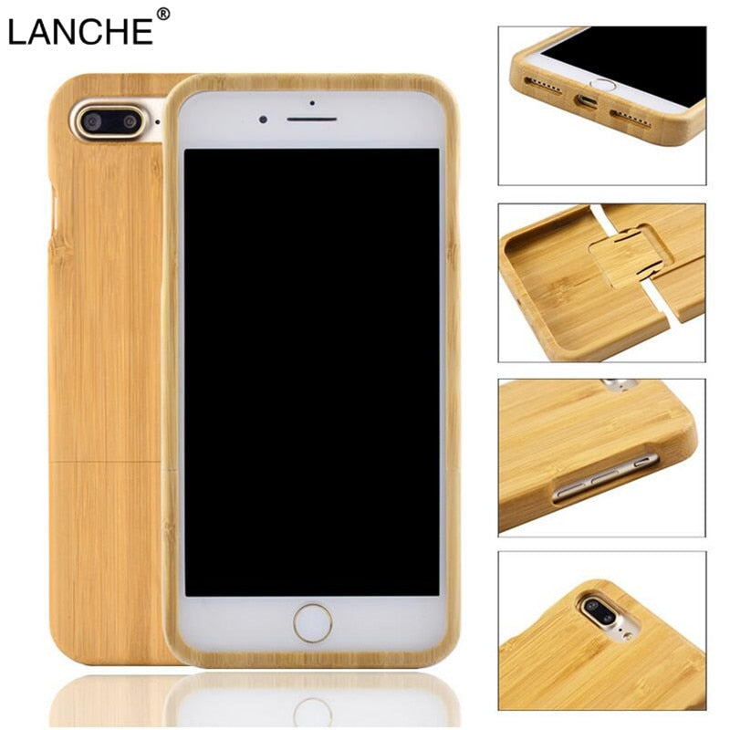 LANCHE Natural Wood Case For iPhone 7 6 6s 8 Plus 5 5s SE Case Durable Real Rosew Bamboo Walnut Wooden Phone Cover For iPhone X