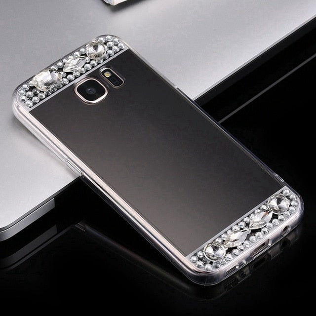 KISSCASE Luxury Bling Diamond Case For Samsung Galaxy Note 8 S8 Plus S7 S6 Edge J7 J5 A7 A5 A3 2016 2017 Mirror Back Cover Capa