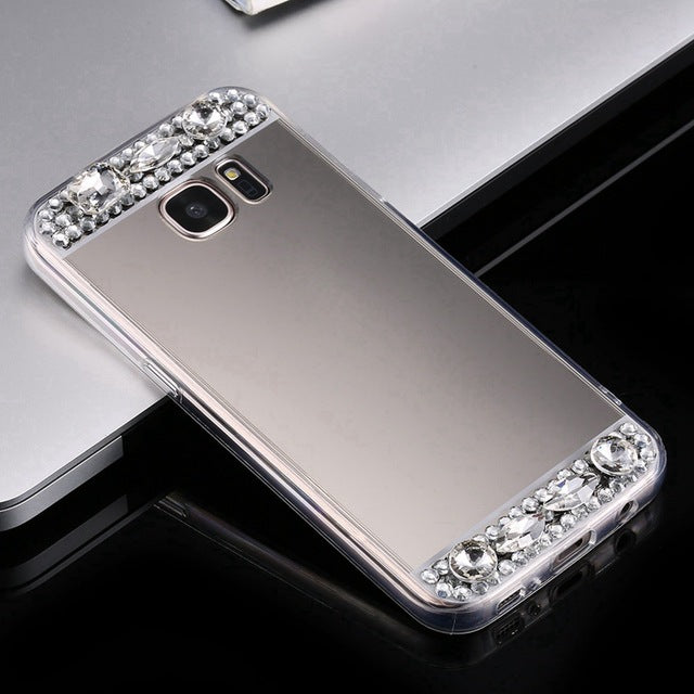 KISSCASE Luxury Bling Diamond Case For Samsung Galaxy Note 8 S8 Plus S7 S6 Edge J7 J5 A7 A5 A3 2016 2017 Mirror Back Cover Capa