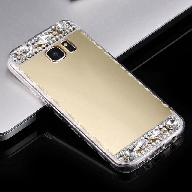 KISSCASE Luxury Bling Diamond Case For Samsung Galaxy Note 8 S8 Plus S7 S6 Edge J7 J5 A7 A5 A3 2016 2017 Mirror Back Cover Capa
