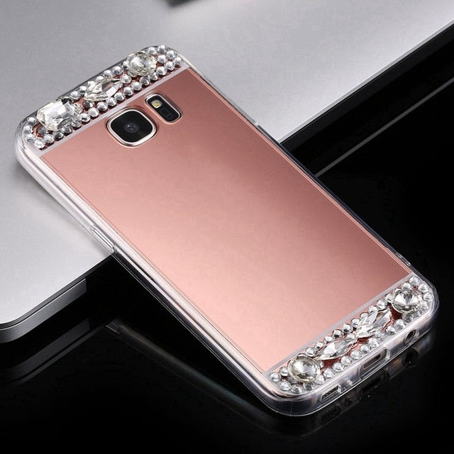 KISSCASE Luxury Bling Diamond Case For Samsung Galaxy Note 8 S8 Plus S7 S6 Edge J7 J5 A7 A5 A3 2016 2017 Mirror Back Cover Capa