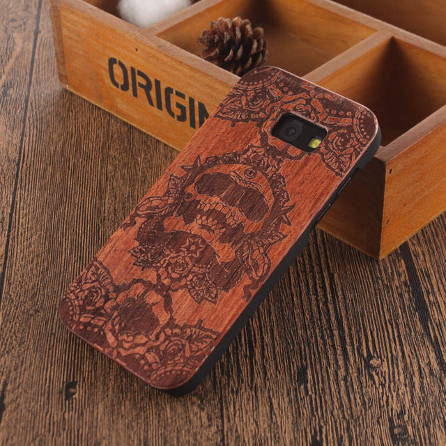 Mandala Skull Head Wood Bamboo Case For samsung galaxy A5 2017 Wood Case For Samsung Galaxy A5 2017 Cell Phone Case Wooden Cover