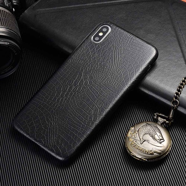 Snake Skin PU Leather Cover for iPhone 6 6s Plus 7 7Plus 8 8Plus X XR XS Max Phone Case Crocodile Texture Soft Coque Fundas