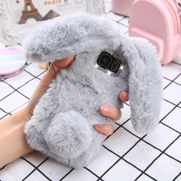 Fashion Rabbit Fur Case For iPhone X 8 7 6 6S Plus Furry Soft TPU Cover For Samsung Galaxy S8 Plus S7 S6 edge Lovely Phone Cases