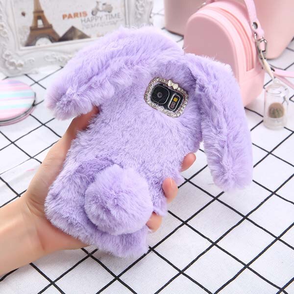 Fashion Rabbit Fur Case For iPhone X 8 7 6 6S Plus Furry Soft TPU Cover For Samsung Galaxy S8 Plus S7 S6 edge Lovely Phone Cases