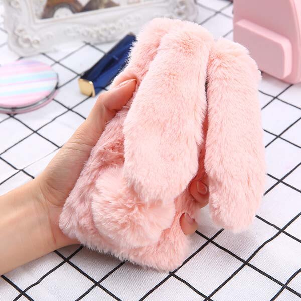 Fashion Rabbit Fur Case For iPhone X 8 7 6 6S Plus Furry Soft TPU Cover For Samsung Galaxy S8 Plus S7 S6 edge Lovely Phone Cases