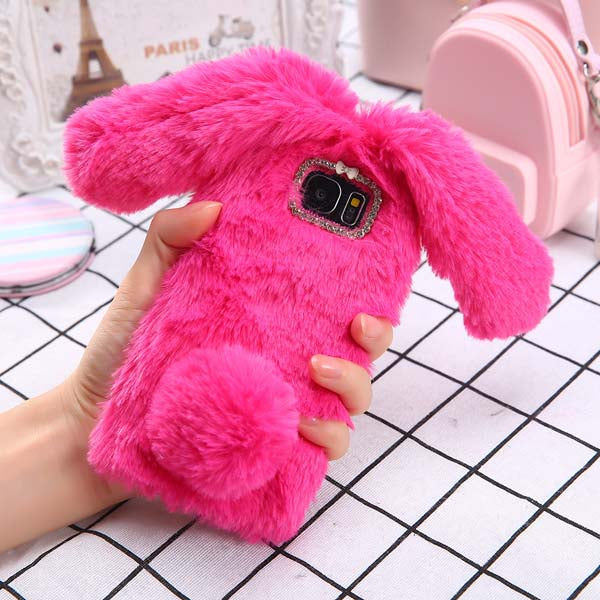 Fashion Rabbit Fur Case For iPhone X 8 7 6 6S Plus Furry Soft TPU Cover For Samsung Galaxy S8 Plus S7 S6 edge Lovely Phone Cases