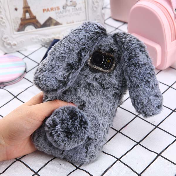 Fashion Rabbit Fur Case For iPhone X 8 7 6 6S Plus Furry Soft TPU Cover For Samsung Galaxy S8 Plus S7 S6 edge Lovely Phone Cases